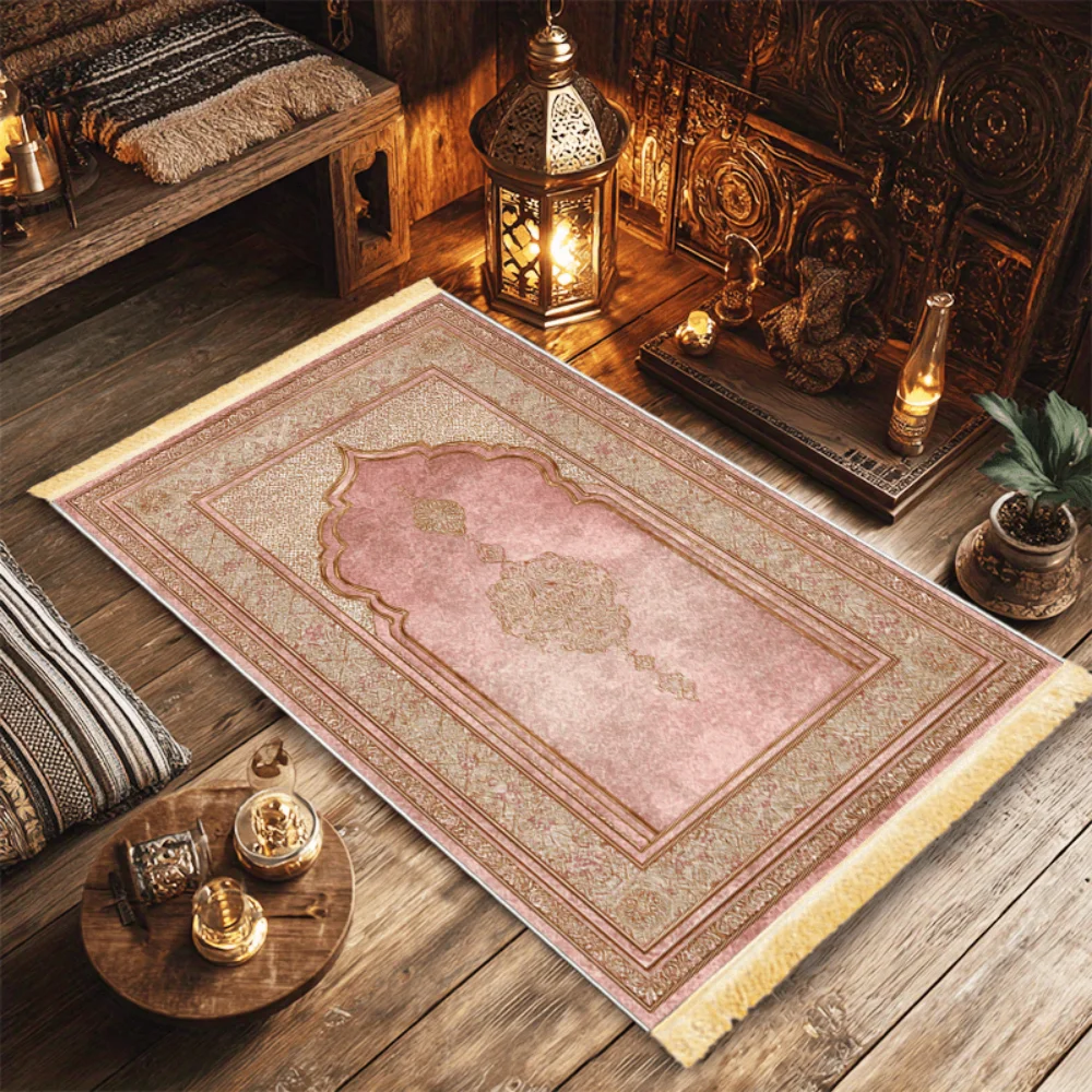 VIKAMA Islamischer Gebetsteppich mit Moschee-Design, Faltbar & Waschbar, Tragbare Reisematte für Kinder, Eid-Geschenk, Muslimischer Salah-Teppich – Detail 8