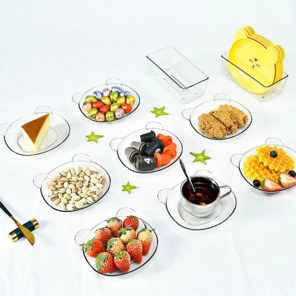 Kitchen Tableware Kawaii Plates For Food Cute Bear Household Plastic Friut Snack Plate Sauce Dish Plates Dinnerware Table