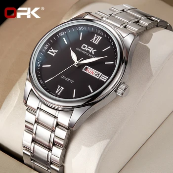 OPK 8123 Watches For Men Fashion  Quartz Wristwatch Original Waterproof Luminous Automatic Movement Dual Calendar Display Reloj