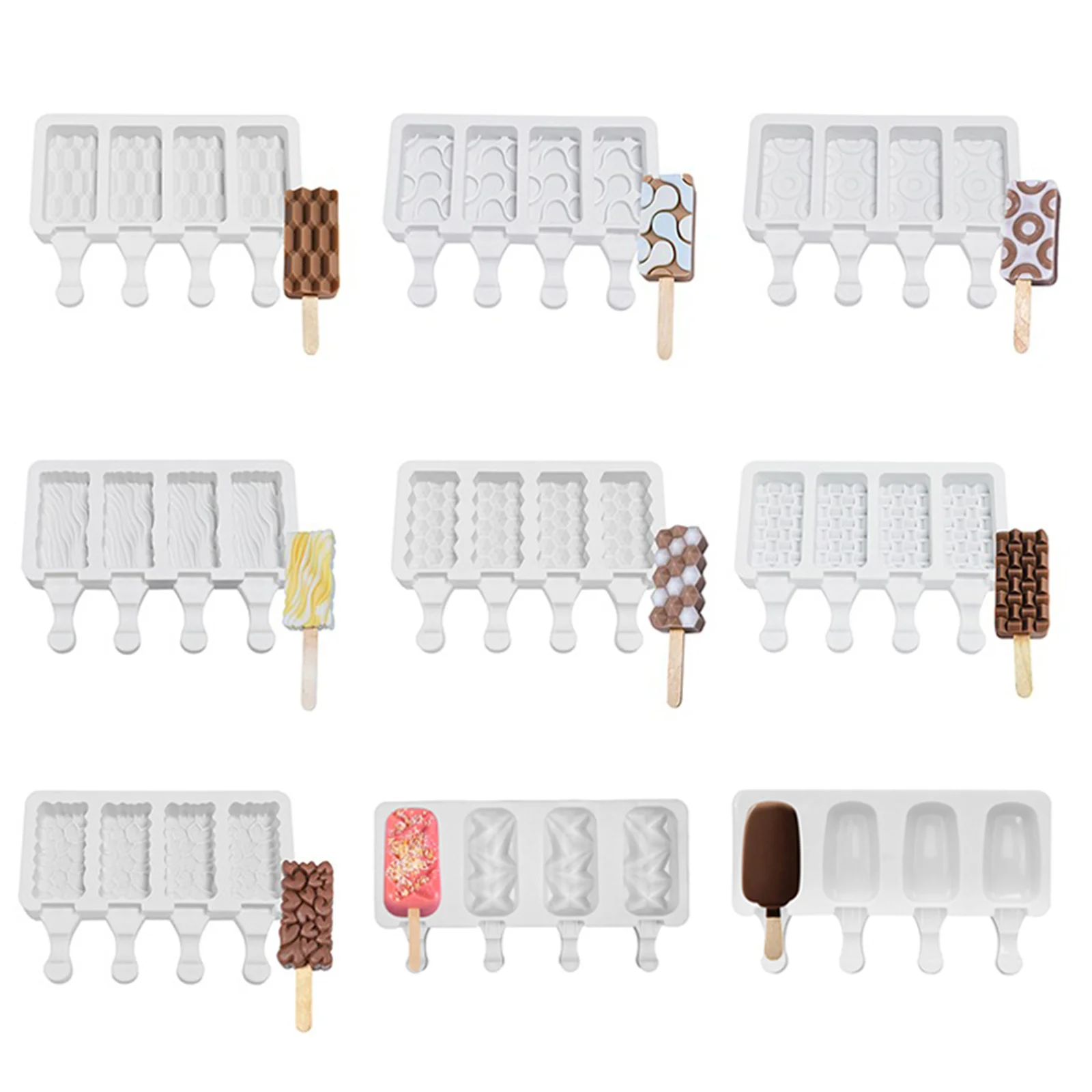 Small Squares Silicone Ice Cream Mold Diy Chocolate Dessert Popsicle Moulds Tray Ice Cube Maker Homemade Tools Summer Party Supp