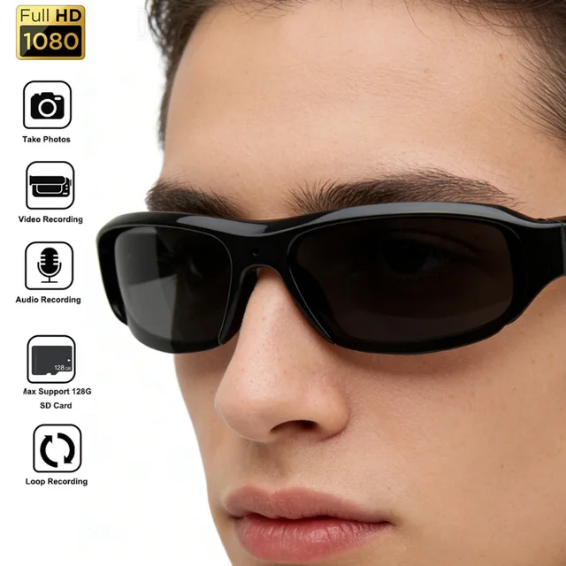 Outdoor Cycling  Glasses Camera HD 1080P Video Take Photo Video Recorder One Button Control Wearable Protable Mini Camera 1