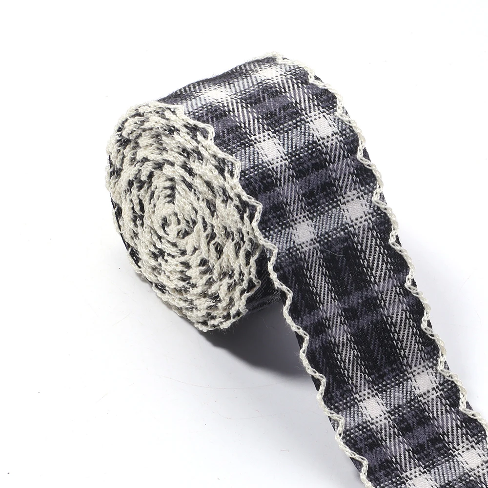 Wavy Edge British Style Plaid Ribbons - 3 Yards, 4cm Width for DIY Crafts and Gift Wrapping