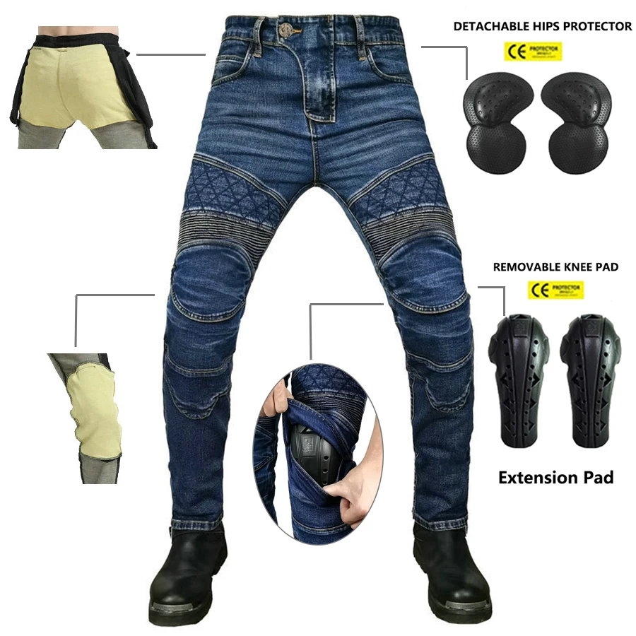 

VOLERO 2022 NEW Men Women Motorcycle Pants Aramid Moto Jeans Protect Gear Riding Touring Motorbike Trousers Motocross Blue Jeans