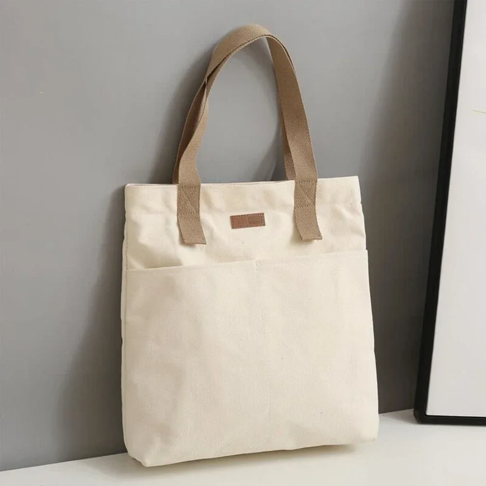 Spacious Zippered Canvas Tote Bag for Women – Ideal for Work, Shopping, and Everyday Use