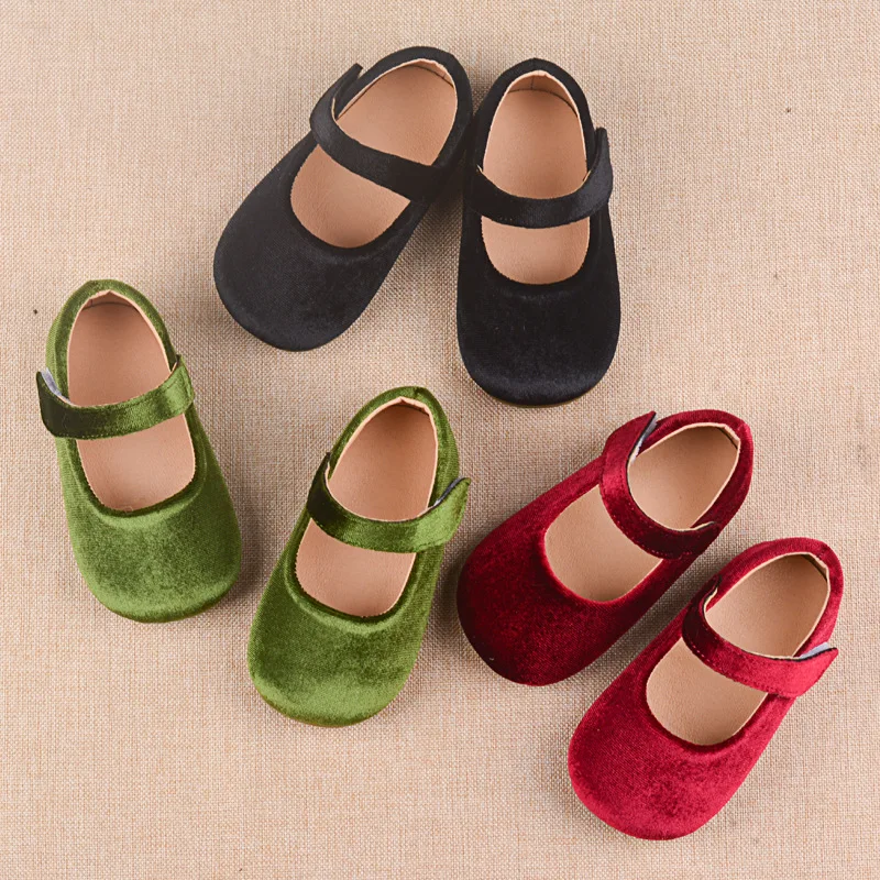 Spring Autumn New British Baby Girl Leather Shoes Princess Shallow Falts Shoes Hot Red Children Single Shoes Mary Janes