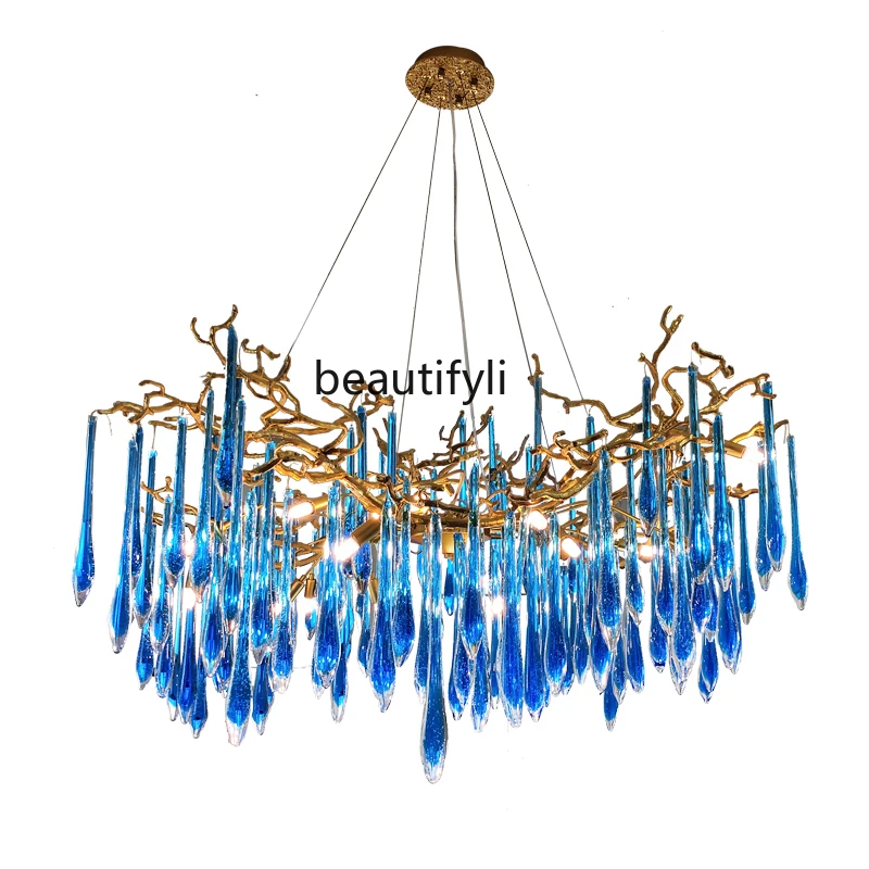 

Роскошная хрустальная люстра LBX, современная простая лампа в стиле постмодерн, в виде медных ветвей для гостиной, художественная круглая лампа для столовой высокого класса