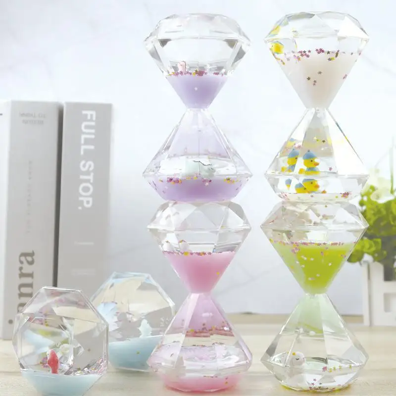 

Big Diamond Decompression Liquid Hourglass Oil Milk Color Diamond Timer Sports Bubble Table Toy Gift Decoration Desktop Home New