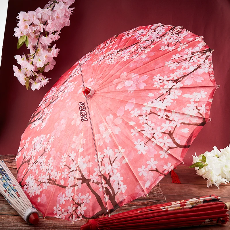 Silk Cloth Women Chinese Style Umbrella Cherry Blossoms Ancient Dance Umbrella Photography Ancient Style Dance