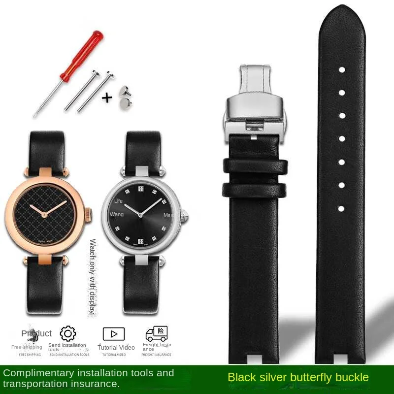 thumbnail image 1 of Correa de reloj de cuero genuino para G-ucci YYA141404 YA141501 YA1412 Correa de reloj para mujer de 12 mm y 14 mm con muesca de la serie GC Pulsera negra y marrón, 1 of 5