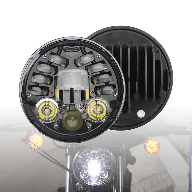 

5.75 Inch Black Halo LED Headlight Angel Eyes 70W For Harley Sportster 1200 883 Street 500 750 5-3/4" Projector Round Headlamp