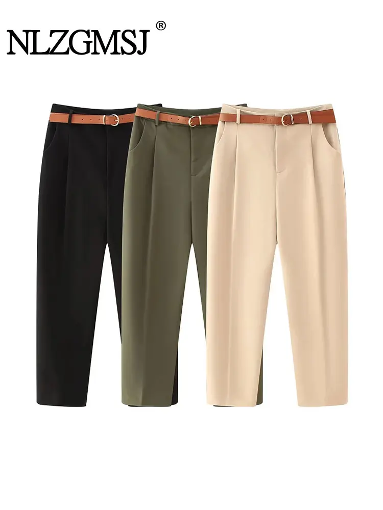 

Nlzgmsj TRAF Pants For Women 2023 Trousers Woman Clothing Elegant Pants Chic Zipper Office Lady Office Pants