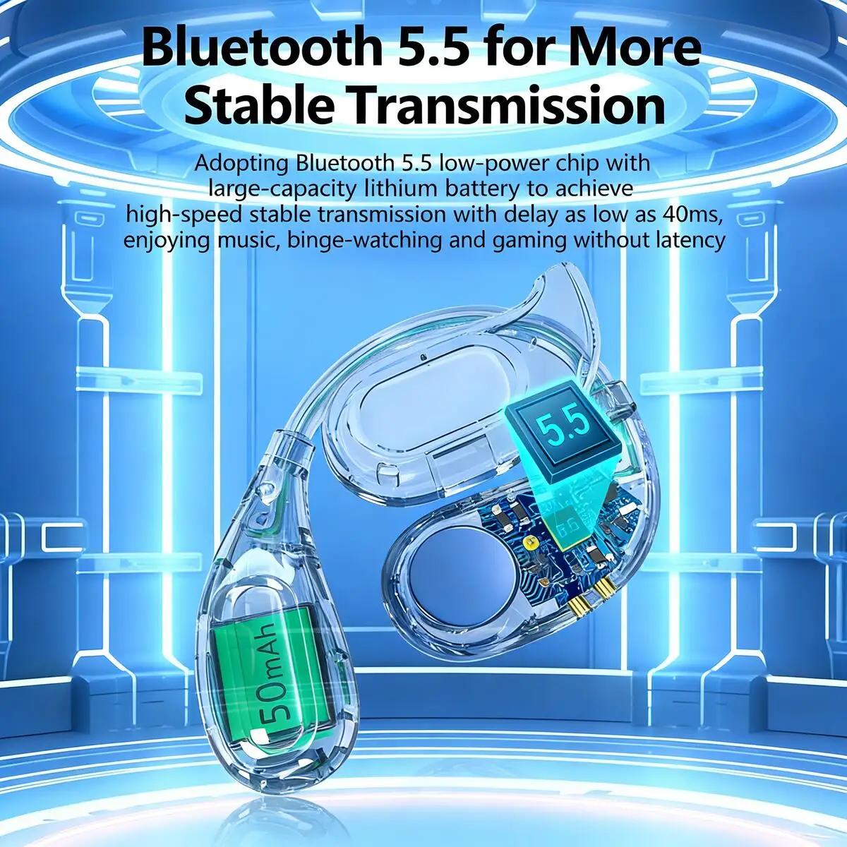 Nouveaux écouteurs Bluetooth M30 à contour d'oreille ouvert avec réduction de bruit intelligente ENC, étanches, indicateur de batterie, longue autonomie pour la musique et le sport_voghion.com