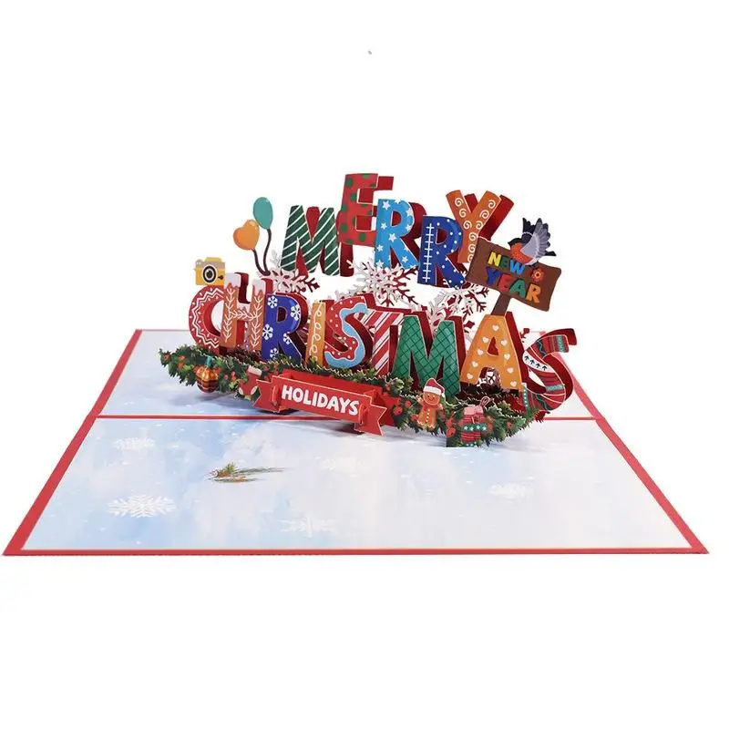 3D Merry Christmas Card Creative Christmas Card New Year's Holiday Christmas Card Holiday Party Christmas Card Gift