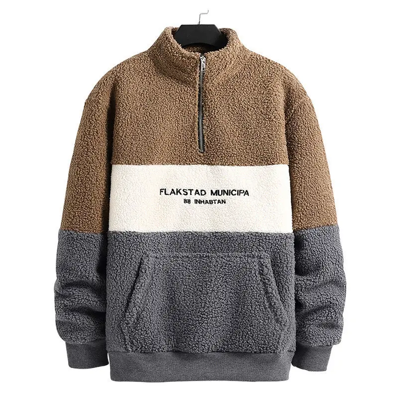 2022 New Embroidered Sweater Men's Spring And Autumn Trend Brand Couples Warm Top 3-Color Stitching Zipper Coat |