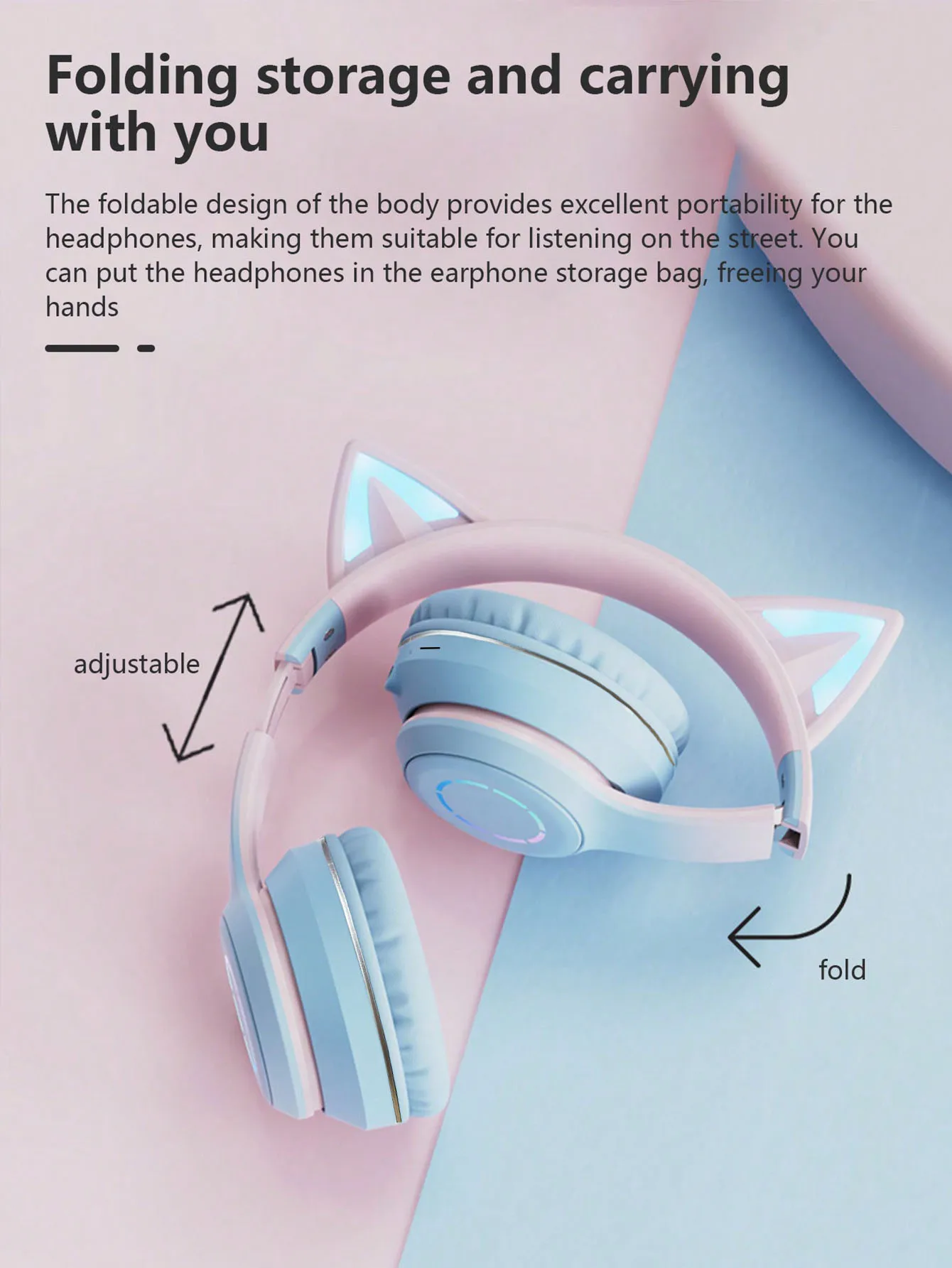 Description Picture 4 of itemWireless headset, long range, luminous cat ears wireless headset, gaming headset, cell phone computer ipad universal