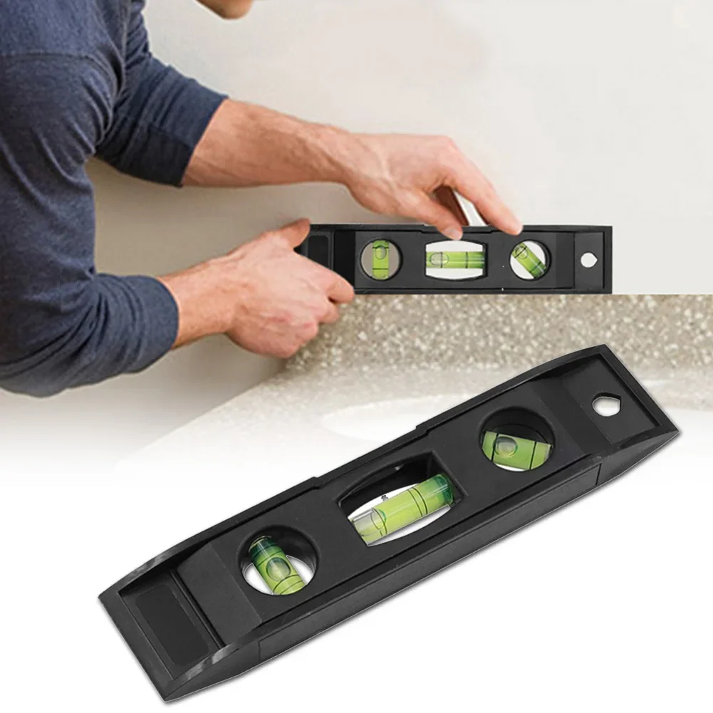 Horizontal Ruler 3 Bubble Spirit Level Magnetic ABS Shell Mini Pocket Portable