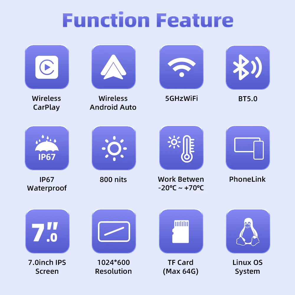 EKIY 7 인치 Carplay 오토바이 휴대용 무선 CarPlay 안드로이드 자동 화면 미러링 화면 오토바이 네비게이션