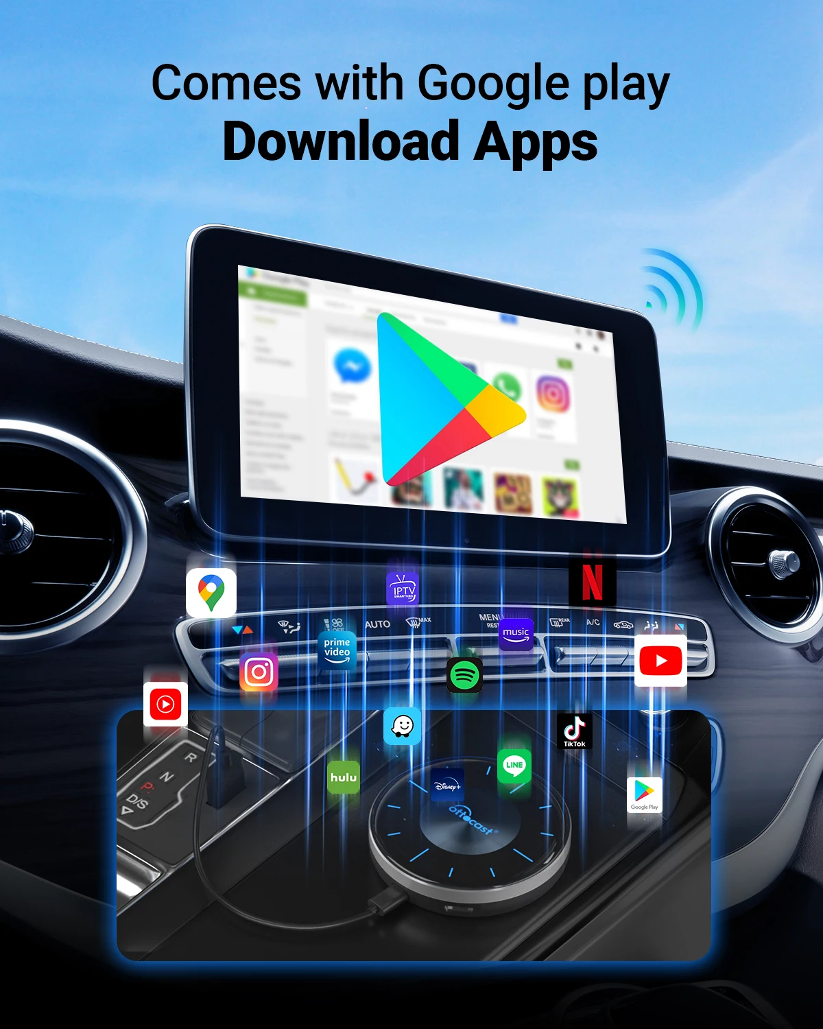 Ottocast P3 AI Box inalámbrico CarPlay Android Auto adaptador HDMI Multimedia Video convertidor TV Stick Game Box para Netflix 2