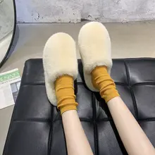 

Winter Fur Slippers Women Household Faux Fur Sandales Men Sandals Winter Sandalias Luxury Designer Shoes Baotou Cotton Shoes