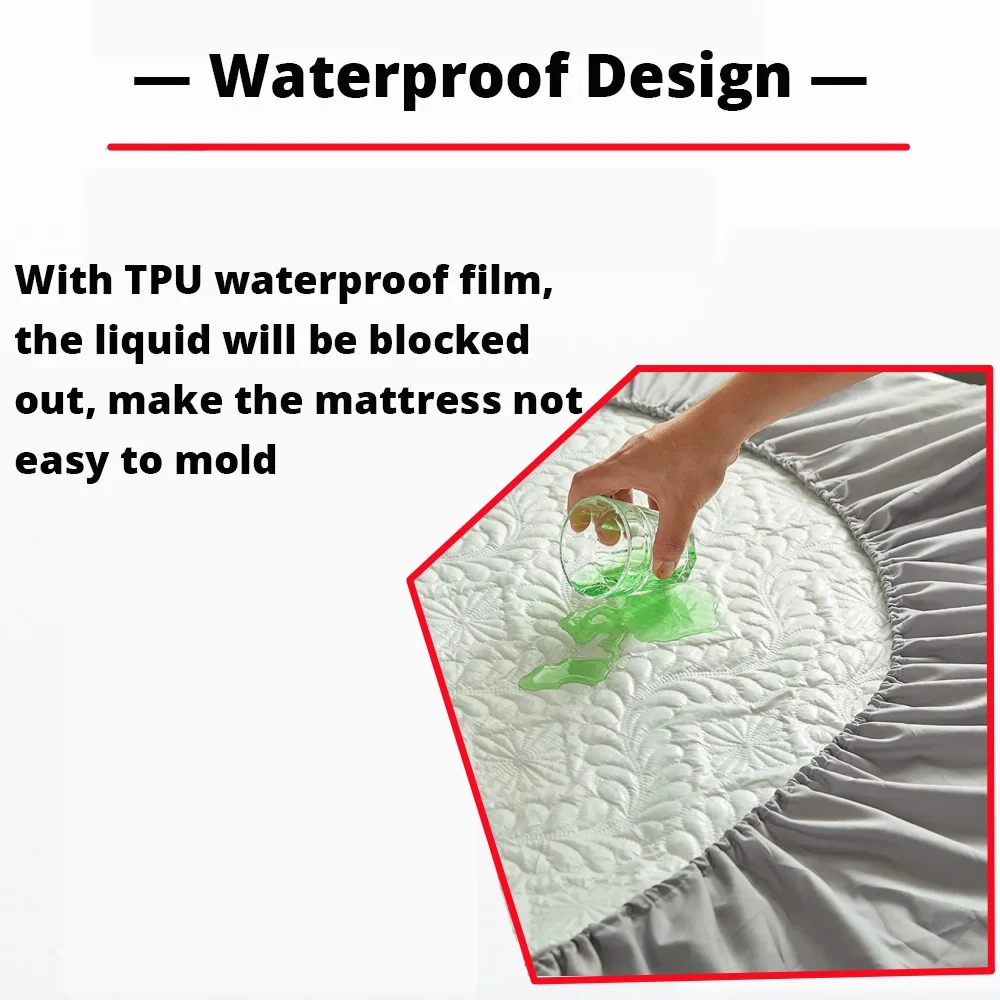 1PC Waterproof Mattress Protector Breathable Anti-mite Fitted Bed Sheet Mattress Cover Machine Washable No Pillowcase 2