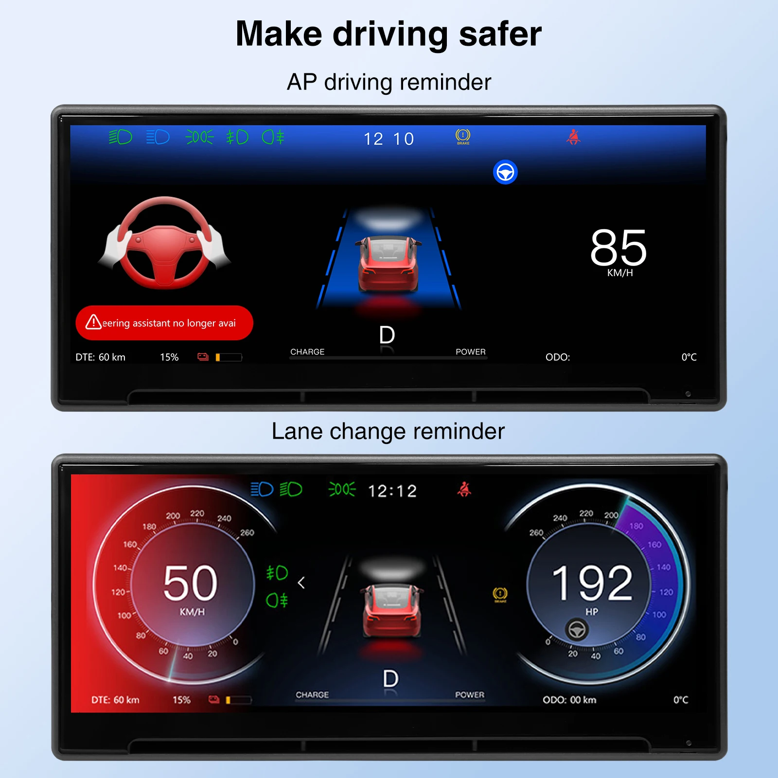 Heads Up Display with Air Vent for Tesla Model 3 Highland 2024 2025-9.66 Wireless CarPlay Android Auto, Blind Spot, Rainbow Road, Battery/Dashboard Data Sync