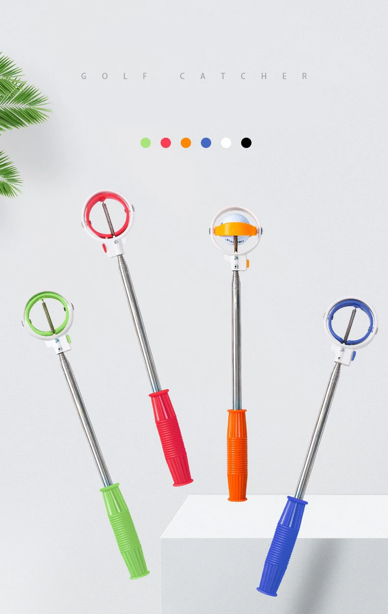 Golf Ball Retriever Golf Ball Pick Up Tools Stainless Steel Shaft Scoop Automatic Locking Picker Portable Golf Ball Catcher