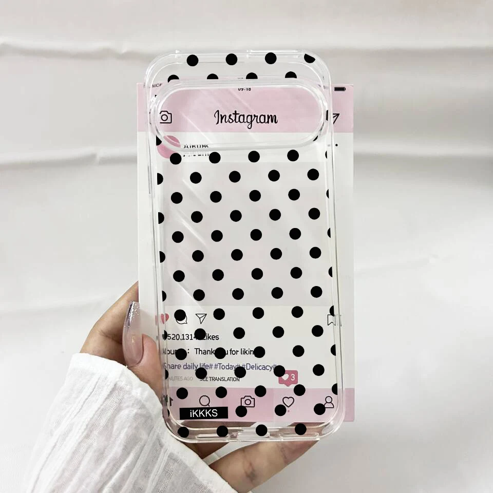 Stylish Wine Red & Black Polka Dots Phone Case - Clear Soft TPU Cover