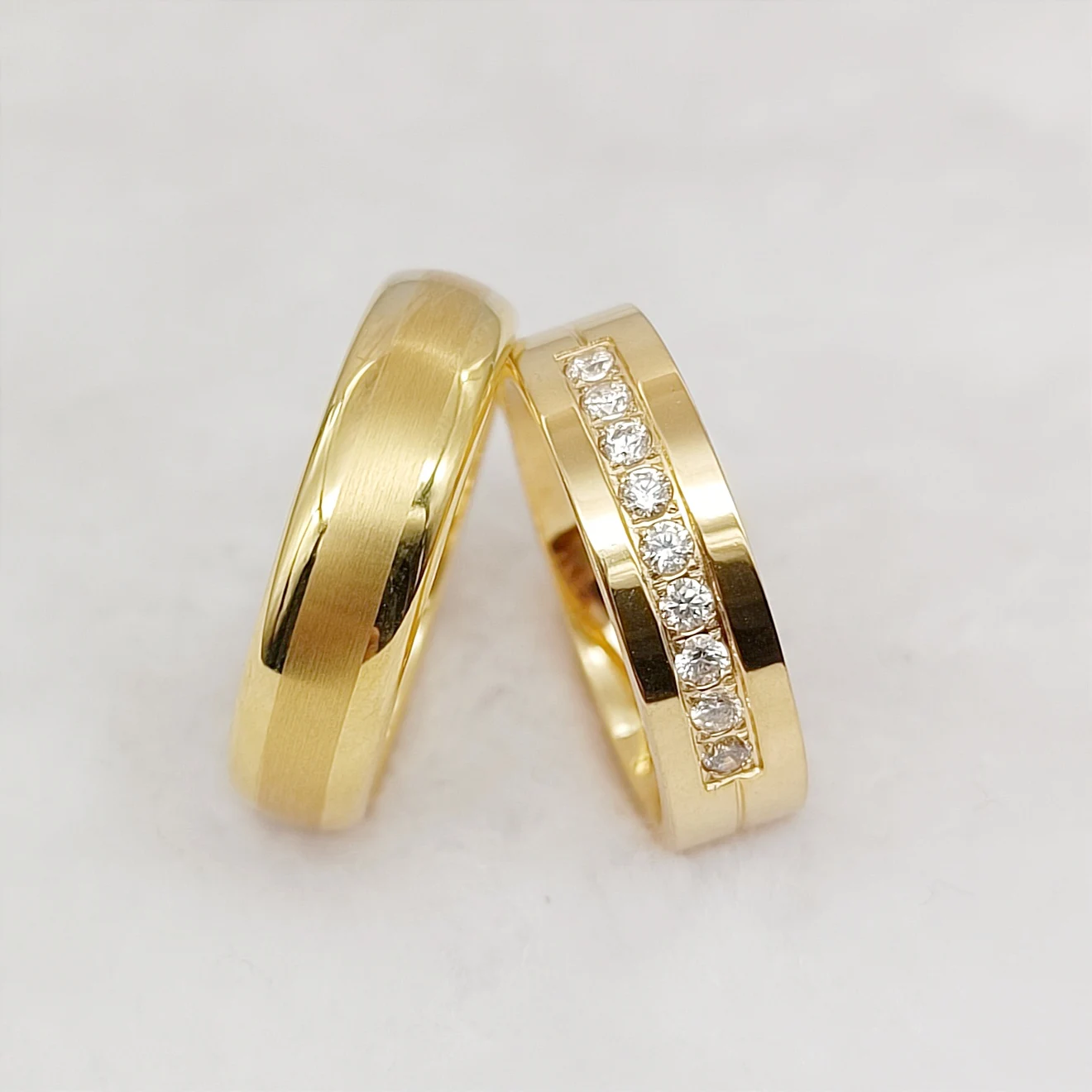 

High Quality 1 Pair Matching Jewelry Lover's Ring Sets Mens Womens 18k gold plated Promise wedding rings designs for couples