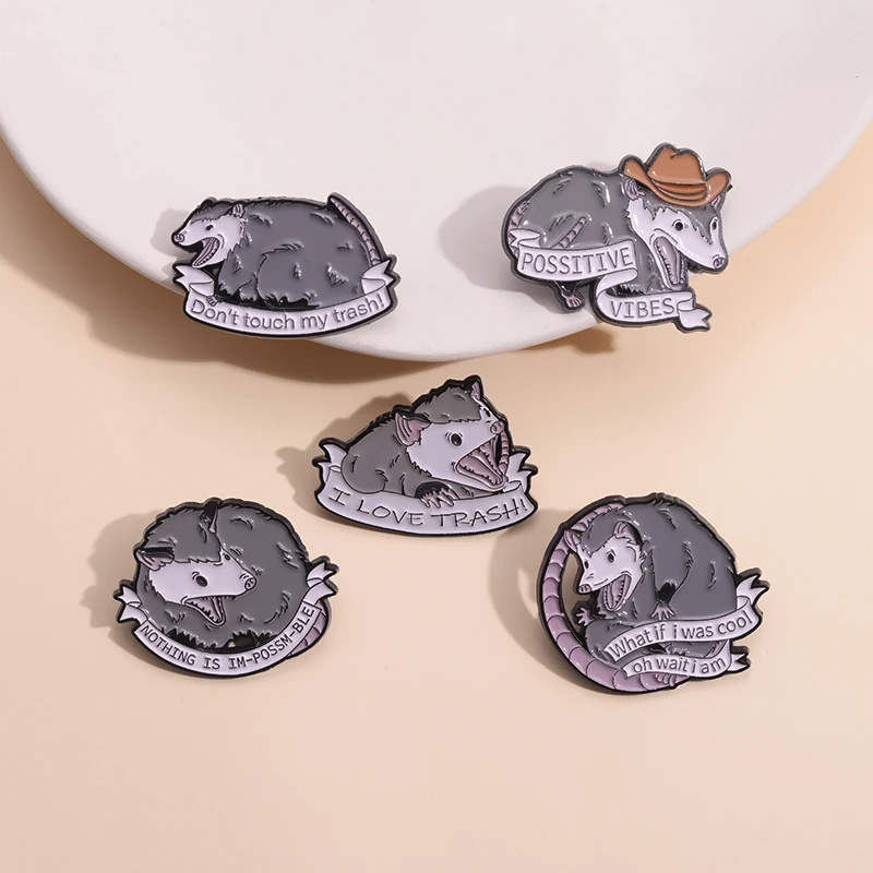 Possum Enamel Pin Mentally Sick Physically Thick Opossum Meme Animal Scream Brooch Lapel Clothes Badges Jewelry Gifts For Friend