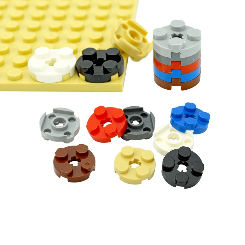 빌딩 블록 MOC 부품 DIY 2x2 라운드 플레이트, 크로스 샤프트 구멍 교육용 기술 벽돌 Leduo 100 장난감, 4032 개