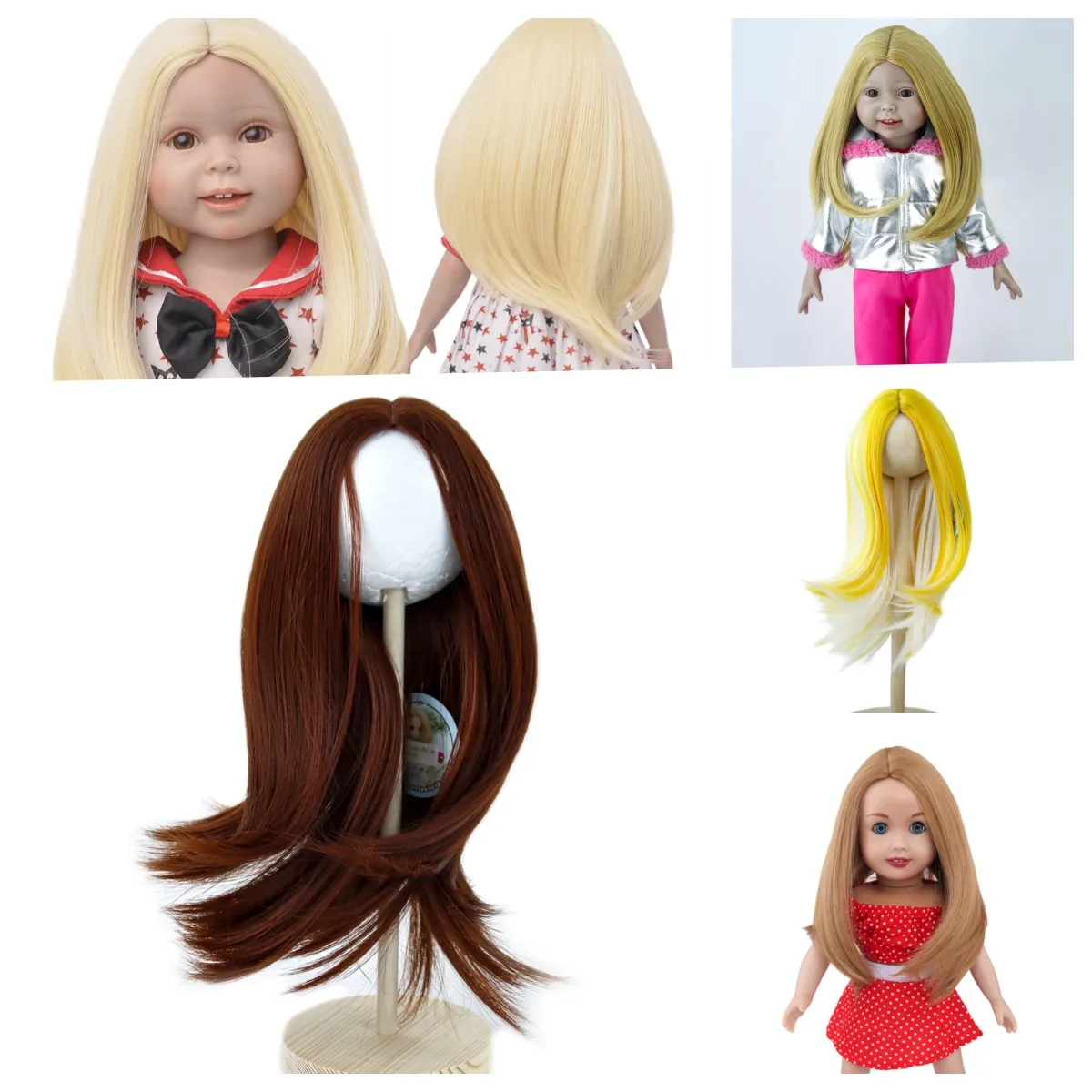 MUZIWIG 18 Inch Doll Hair Wigs Doll Accesories Heat Resistant Long Straight Replacement Wigs for 18'' Dolls DIY Making Supplies