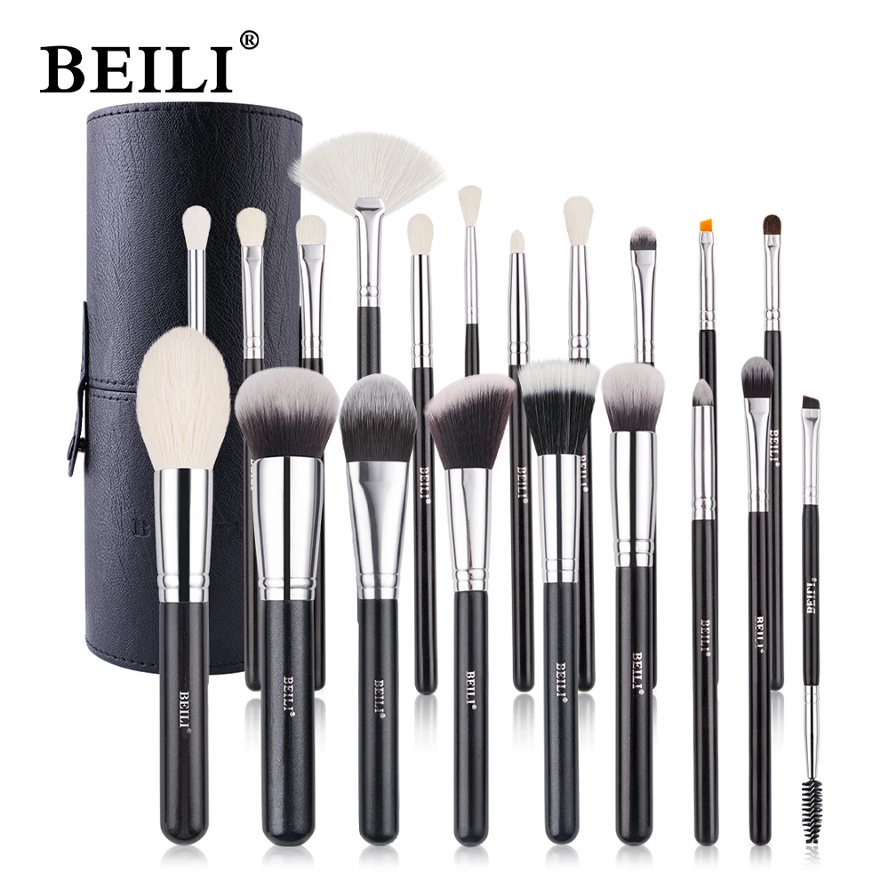 

BEILI Black 12/20/22pcs Makeup Brushes Set Natural Goat Hair Powder Foundation Eyeshadow Foundation Eyebrow Make Up Brush