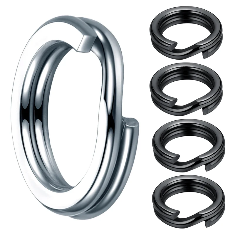 100pcs Fishing Ring Stainless Steel Black Fishing Tackle Split Rings Double Loop for Crankbait Hard Bait Fishing Lure Pesca 100pcs fishing rings stainless steel split rings high quality strengthen solid ring lure connecting ring fishing accessories