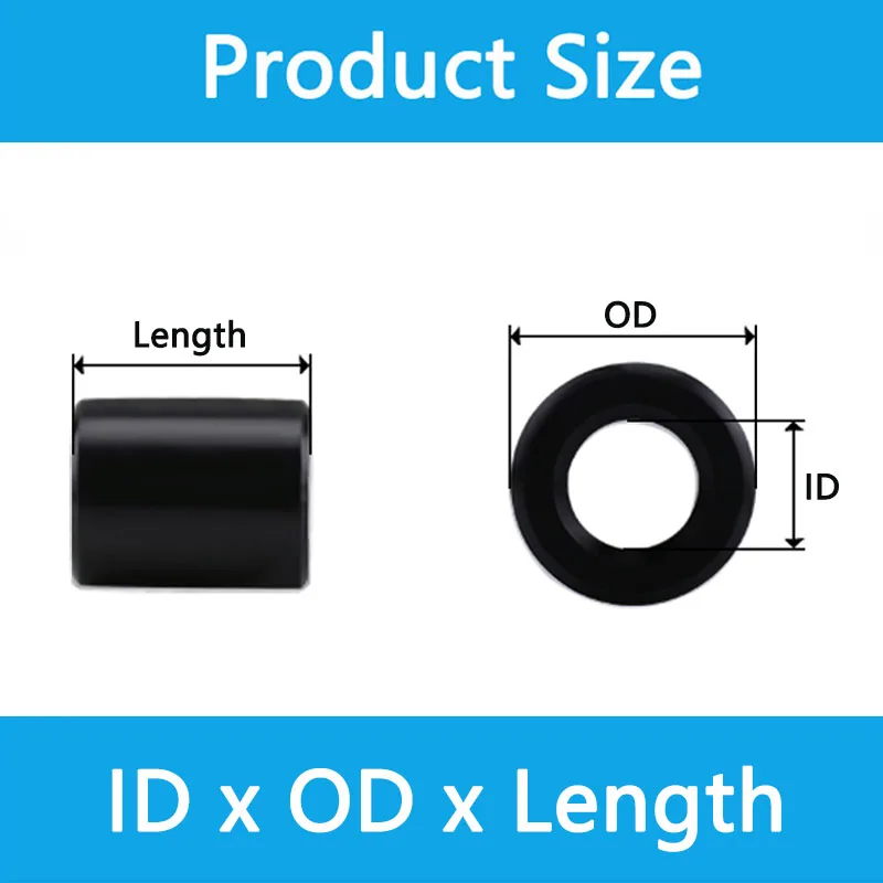 M3 M4 M5 M6 M8 M10 Black POM Bushing Washer Round Hollow Unthread Standoff Spacer Sleeve Insulated Plastic Gasket Length 1-20mm