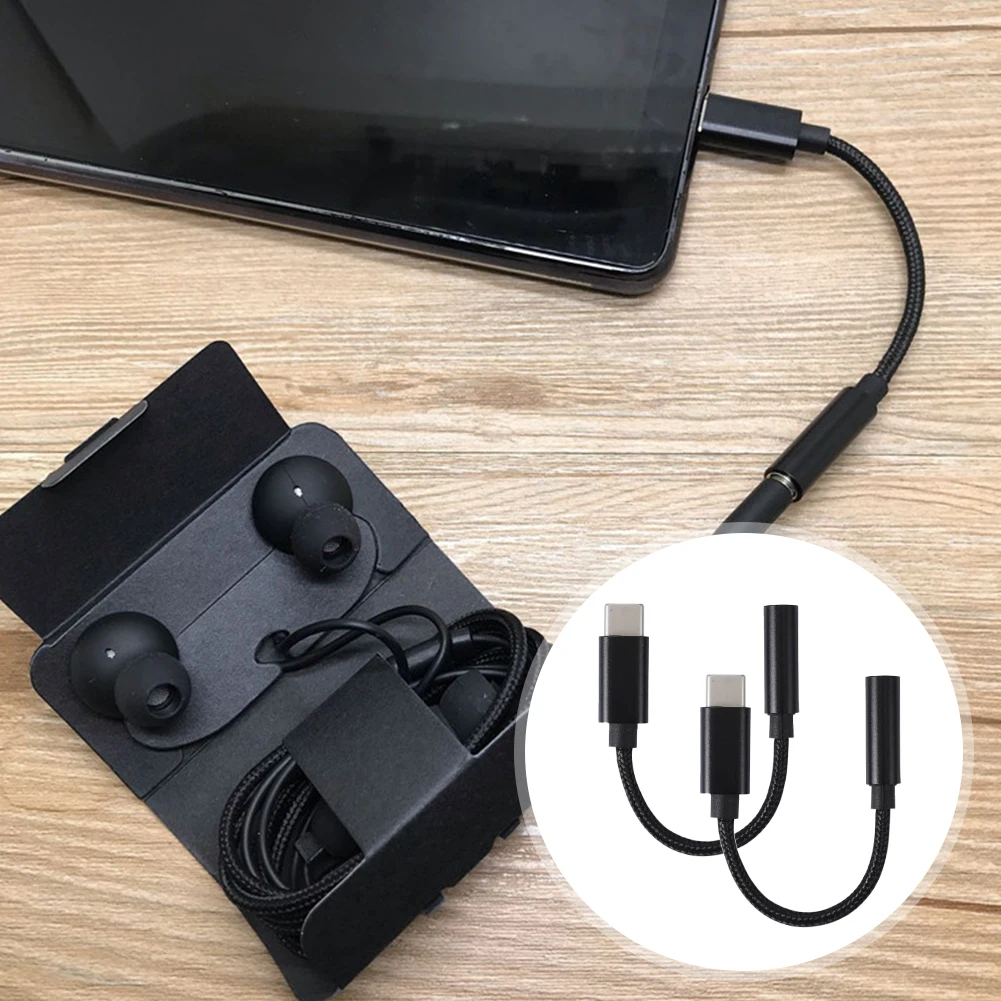 플러그 앤 플레이 알루미늄 합금 C타입 3.5mm 잭, 유연한 스마트폰, 빠른 충전 USB 어댑터, 휴대용 홈 오피스, 2 개