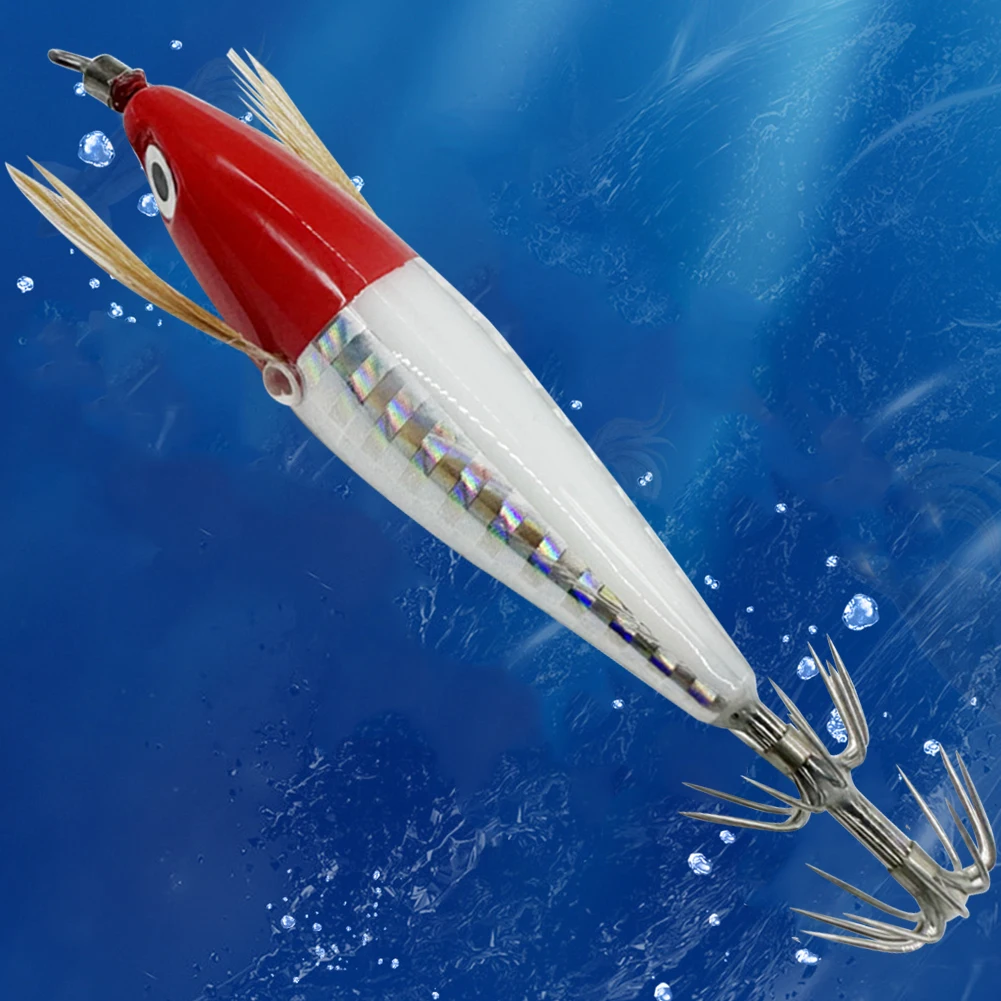 1-3Pcs 5.5g Laser Luminous Floating Horizontal Wood Shrimp Lure Hook Fishing Tackles Simulation Squid Hook Cuttlefish Fish Baits