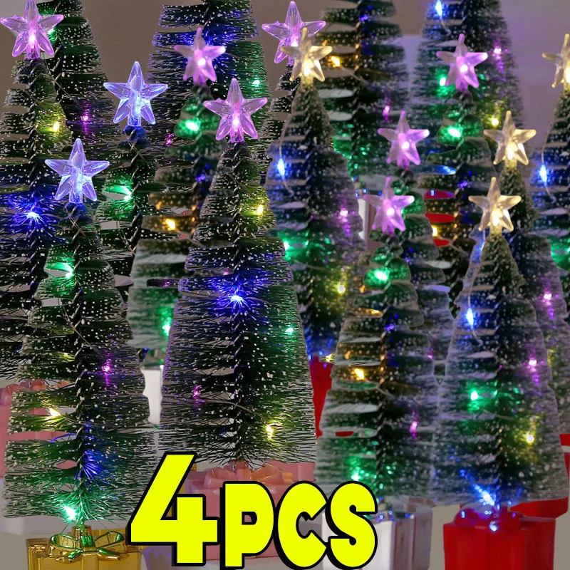 1/4pcs LED Christmas Tree Night Light Mini Colorful Luminous Xmas Tree DIY Candle Lamps Ornaments for New Year Party Home Decor christmas tree ornaments,mini christmas tree,new year decorations