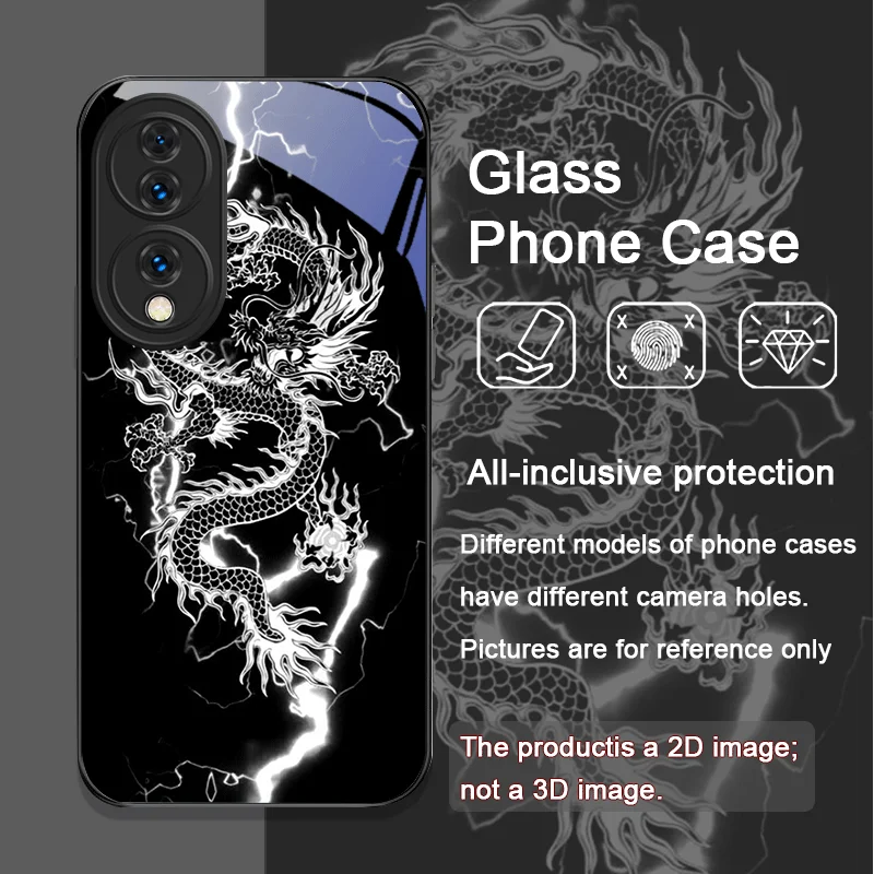 Creative Dragon Pattern Tempered Glass Phone Case Cover