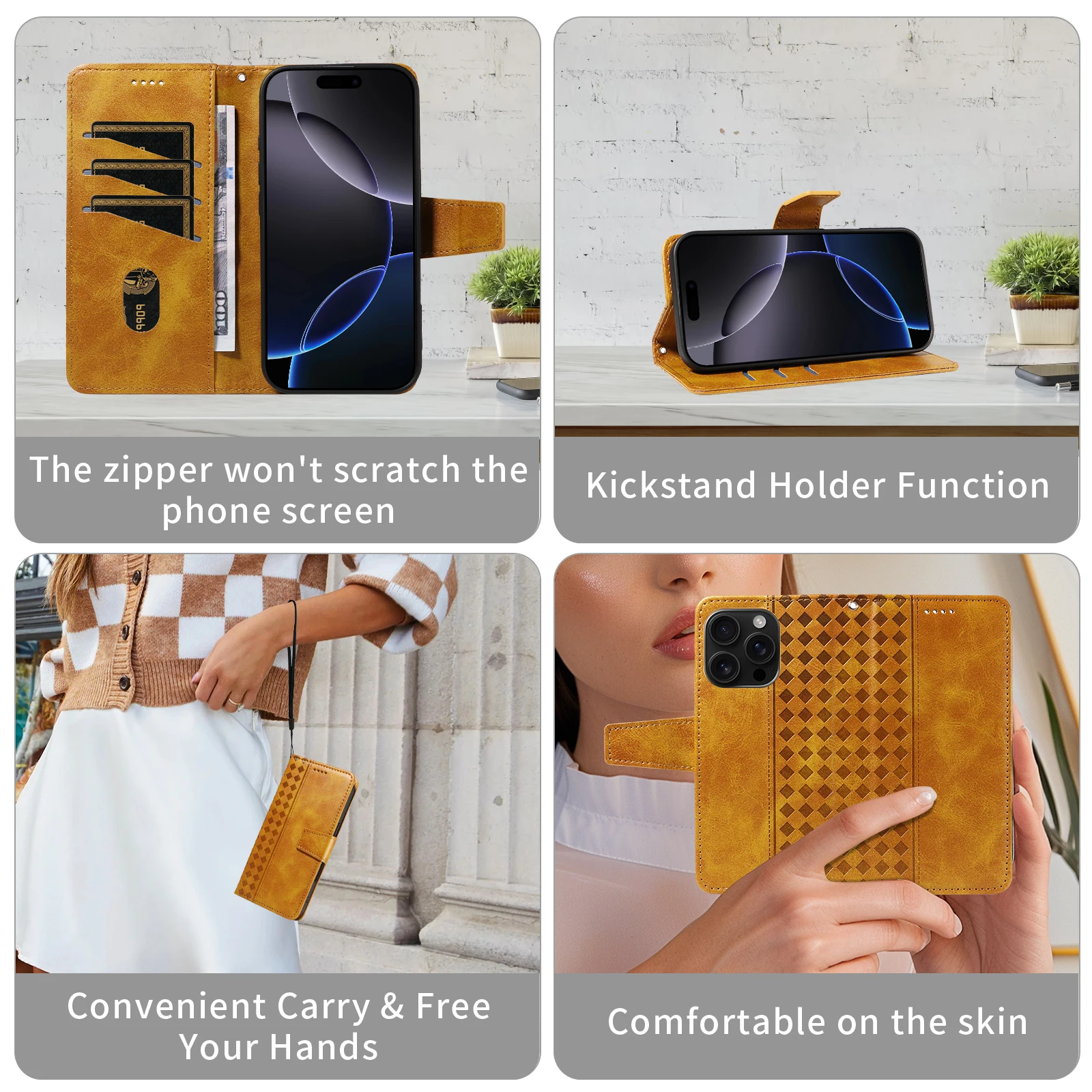 Sleek Synthetic Leather Wallet Phone Case