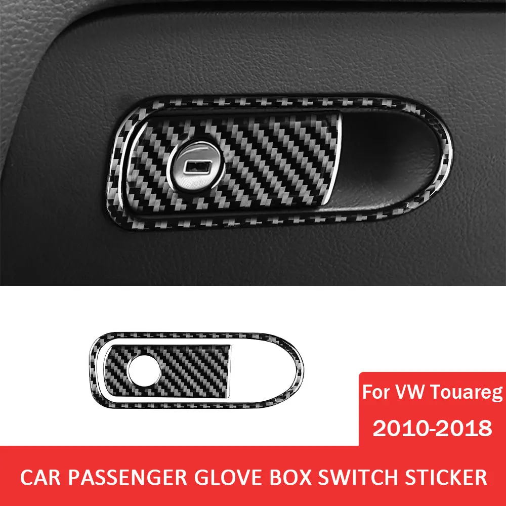 

Car Front Passenger Glove Box Switch Trim Sticker Carbon Fiber for Volkswagen VW Touareg 2010-2018 Auto Interior Accessories