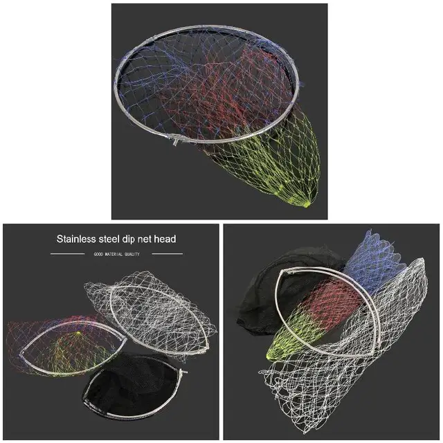 Fish Net Bag Folding Fishing Brail Landing Net Head Foldable Nets Depth Landing Dip Accessories Outdoor Fish Catching Tools 5