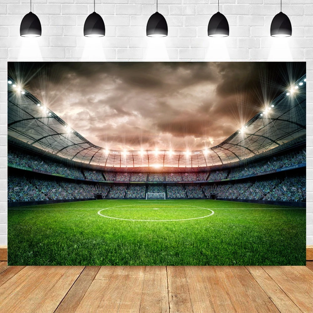 Real Madrid Bernabeu Football Stadium Photo Backdrop Kids Birthday Party Sport Theme Photography Background Custom Name