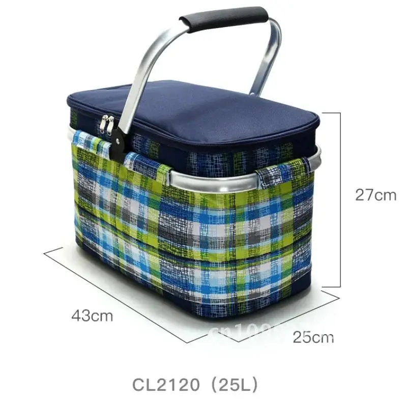 Big Capacity Camping Picnic Bag Portable Hike Gear Folding Waterproof Suitcase Insulated Lunch Cool Storage Basket Food Thermal