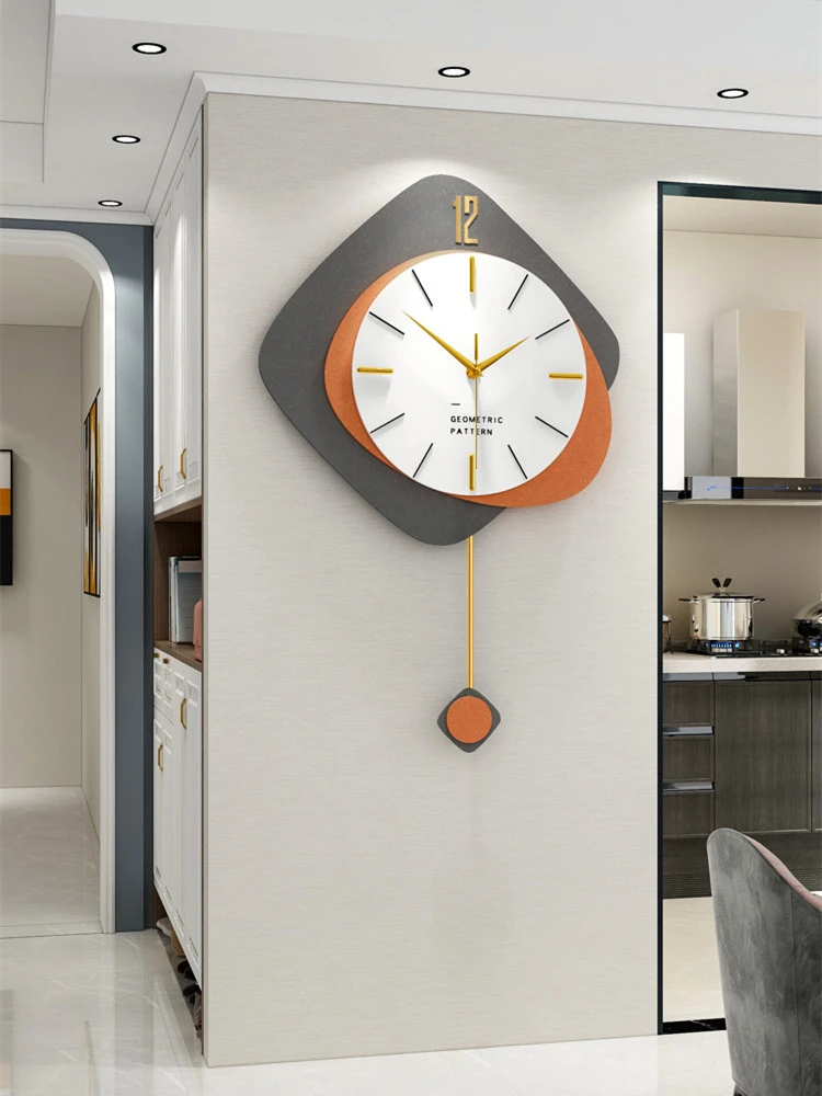 Light Luxury Swing Wall Clock Nordic Threestorey Hanging Clock For
