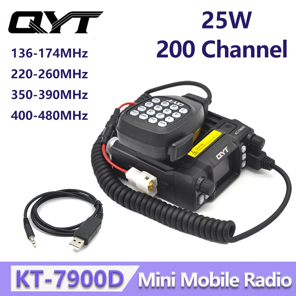 

QYT KT-7900D 25W Quad Band Quad Standby 136-174/220-260/350-390/400-480MHz Mini Mobile Radio 200CH FM Long Distance Ham Radio