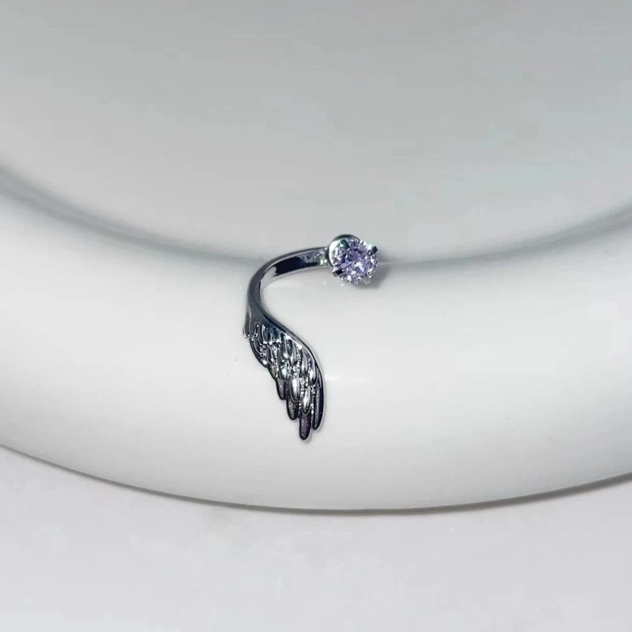 LATS 1pcs Silver Wing Ear Bone Nail for Women Zircon Earrings Accessories Jewelry
