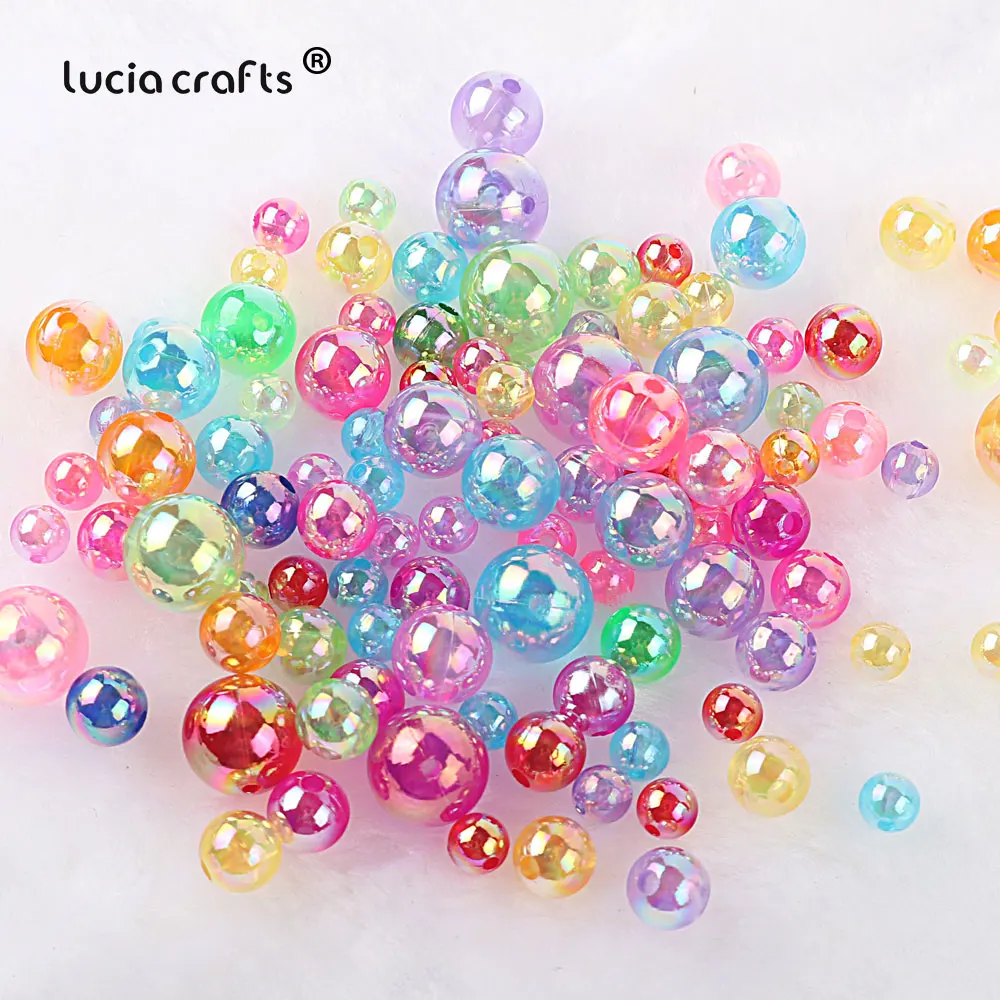 Acrylic Craft Beads 4/6/8/10/12mm AB Color Loose Round Transparent Beads Spacer For DIY Bracelet Necklace Crafts 25-1000pcs