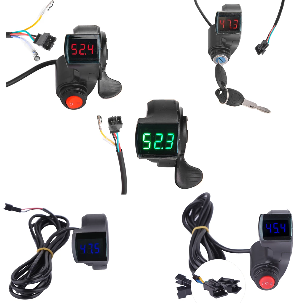 Thumb Throttle with LCD Digital Battery Voltage Key for E-bike Electric Scooter 
