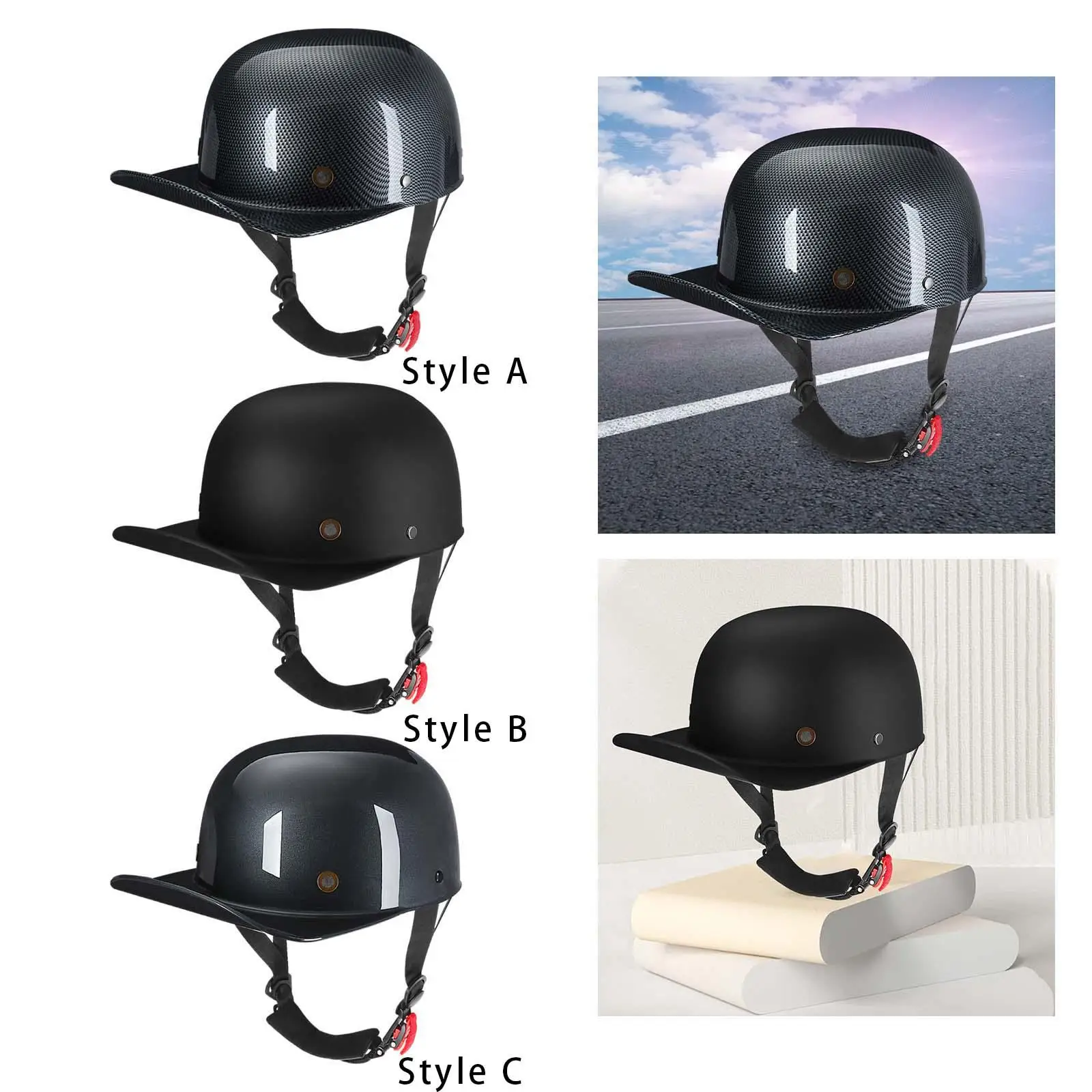 Retro Motorcycle ATV Helmet Open Face Helmet Strong and Drop Resistant Half Helmet for Head Circumference 58-60cm