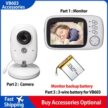 Monitor de bebé universal VB603 inalámbrico, dispositivo de seguridad sin cable de 3.2 pulgadas para recién nacidos con pantalla LCD a color, adaptador e intercomunicador, compatible con VB605